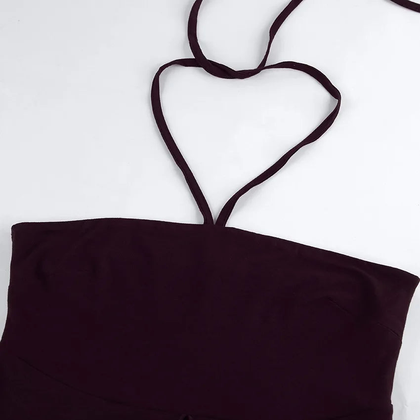 Phantasy Fashion Halter Crop top Fashion Brown Tank Top Women Sexy Split Camisole Lady Night Out Streetwear 2026 Summer Clothing