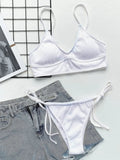 Sexy Bikini Women Push Up Swimwear Swimsuit White Pit Striped Knotted Bikinis Set Bathing Suit Beach Bikini Trajes De Bano Mujer