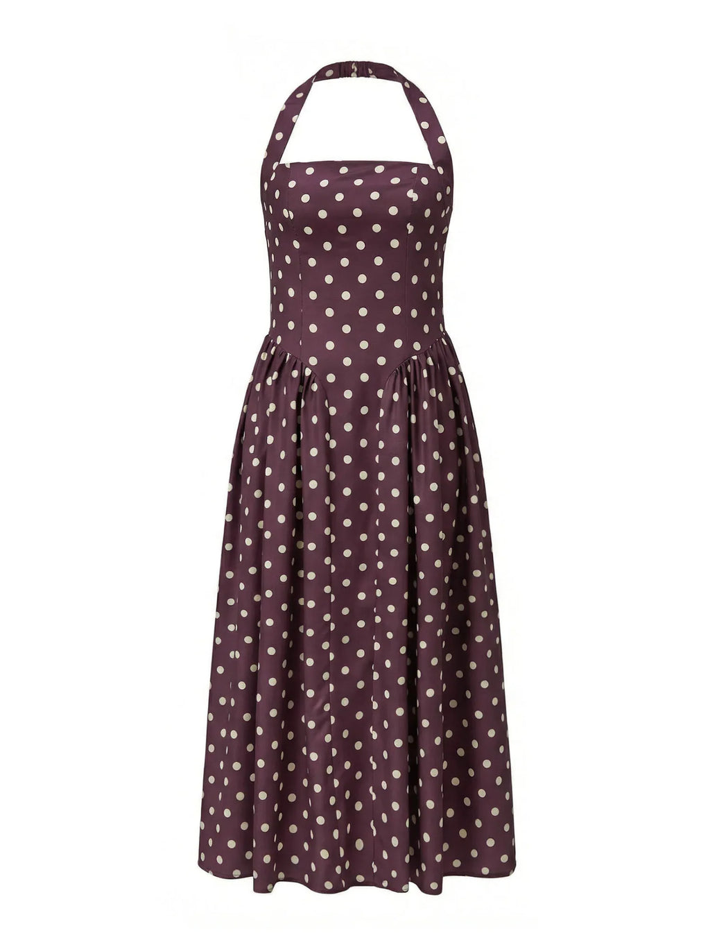 Women's Summer Halter Neck Long Dress Dot Print Sleeveless Backless A Line Dresses for Beach Party