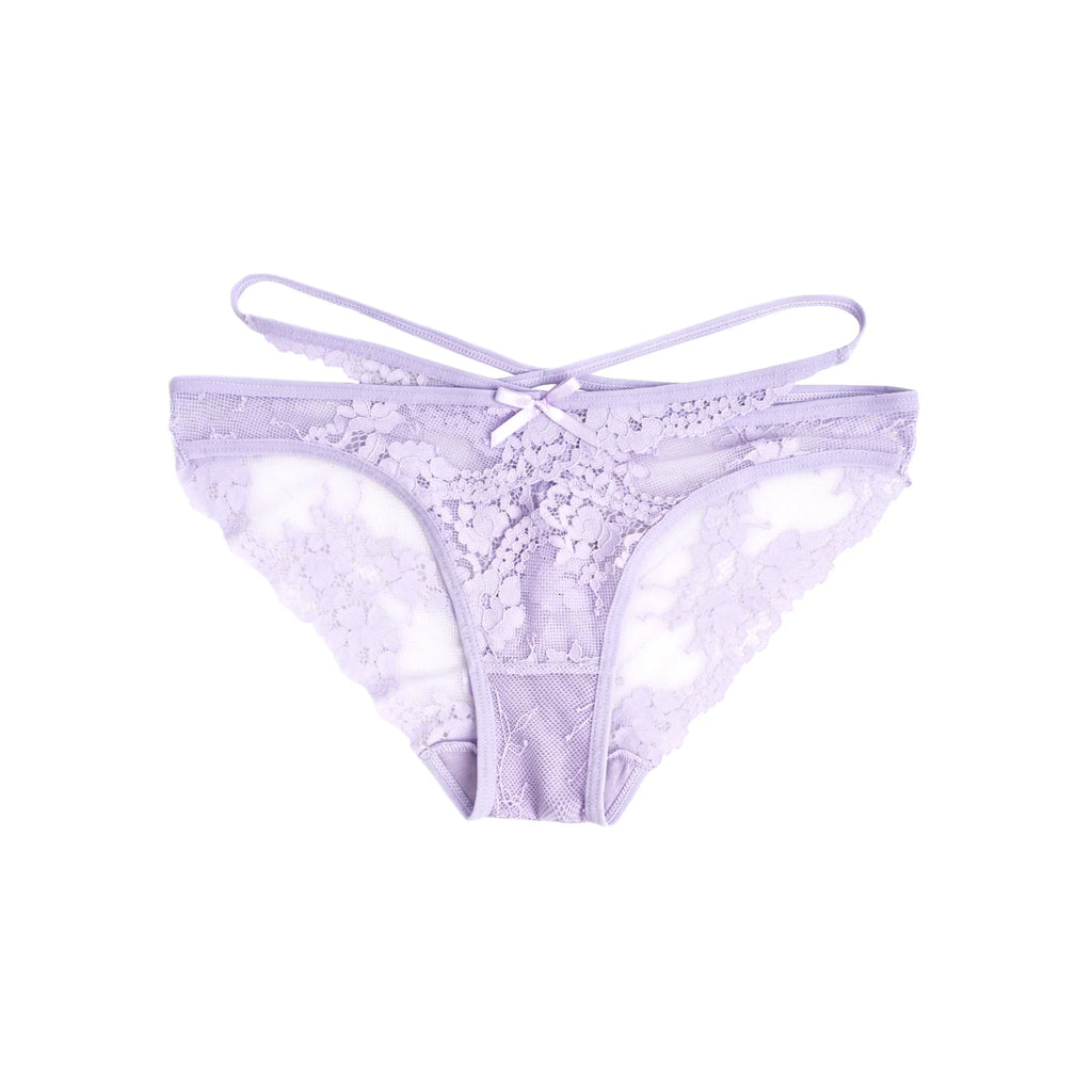 Red Lace Criss Cross Panty for Women See Through Mesh Hollow Out Bow Thong Underwear Plus Size M-3XL