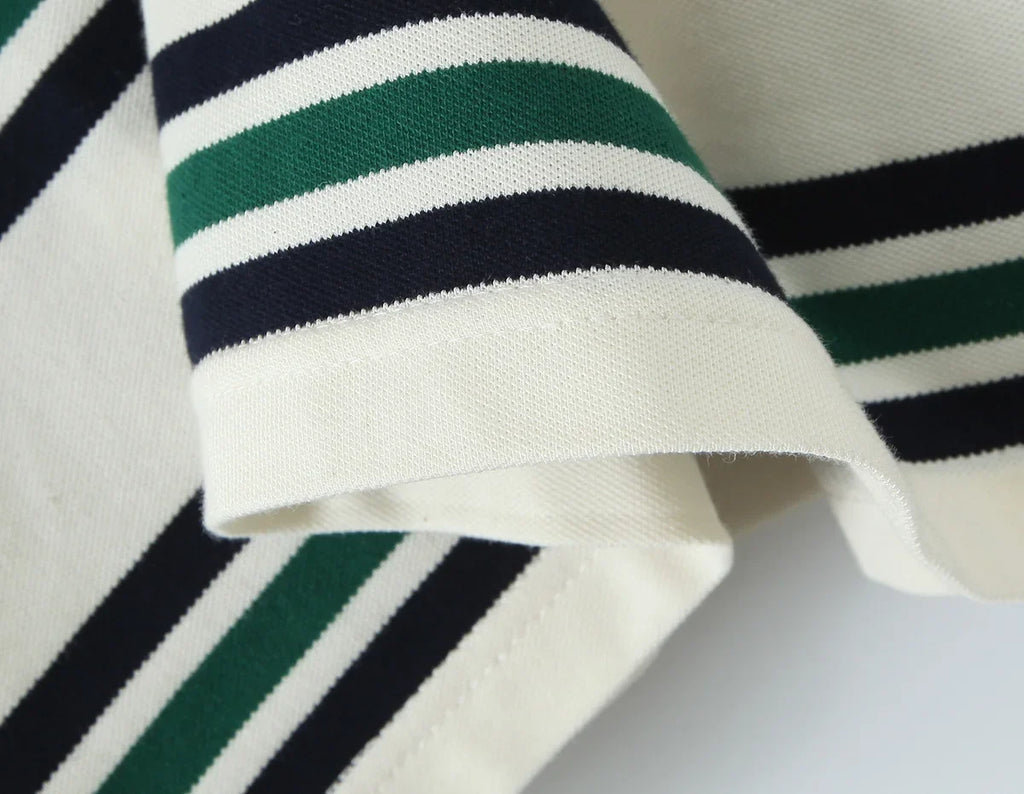Foridol Burgundy Striped Casual Women T-shirt Summer Loose Polo Shirts Buttons New Female Tops Blouse White Tops Spring Shirt