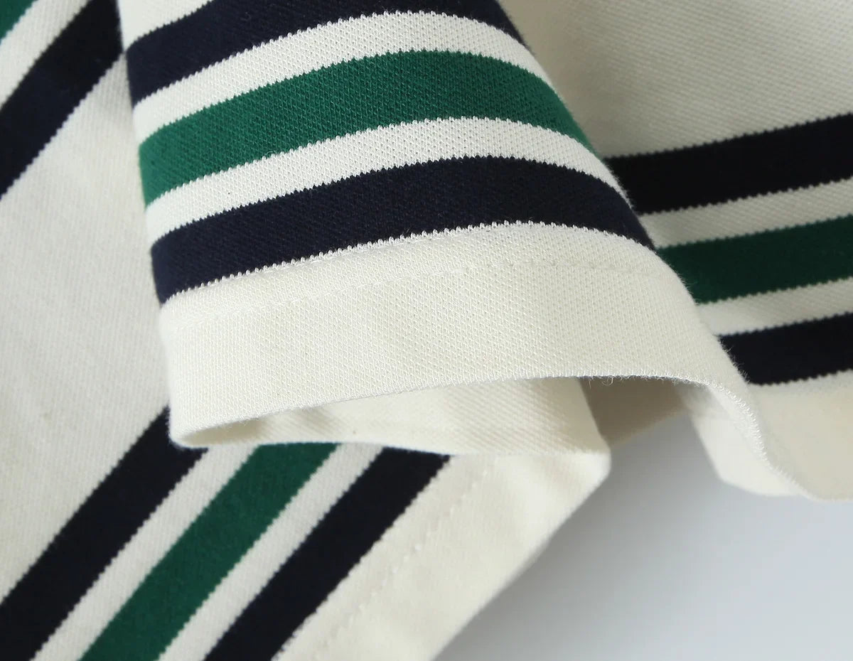 Foridol Burgundy Striped Casual Women T-shirt Summer Loose Polo Shirts Buttons New Female Tops Blouse White Tops Spring Shirt