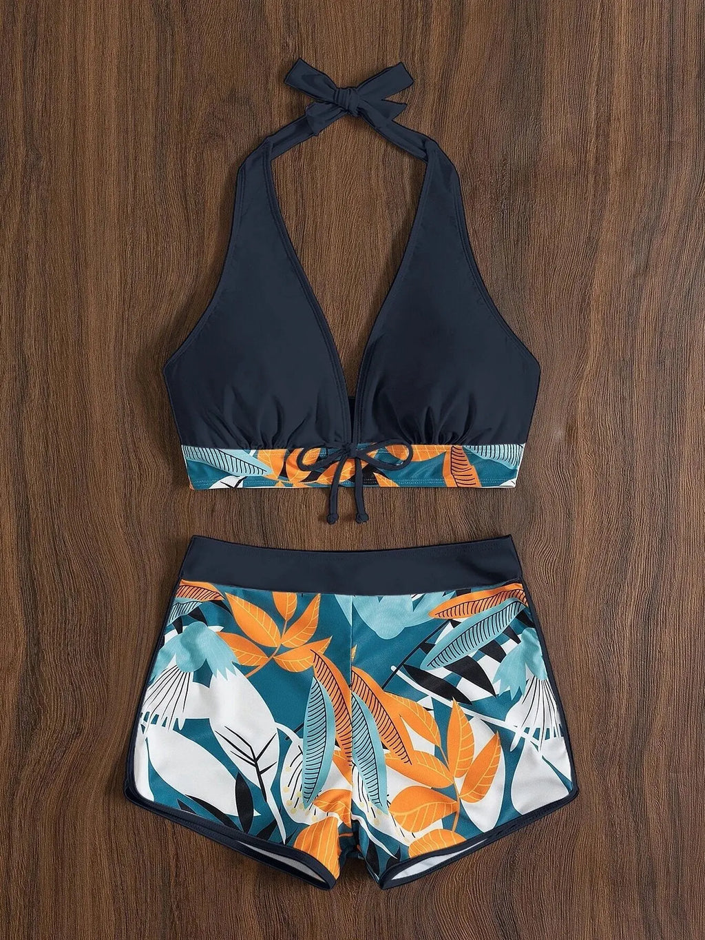 Halter Bikinis 2026 Women Printed Swimsuit Shorts High Waist Swimwear Female Bathers Swimming Bathing Suit Summer Beachwear