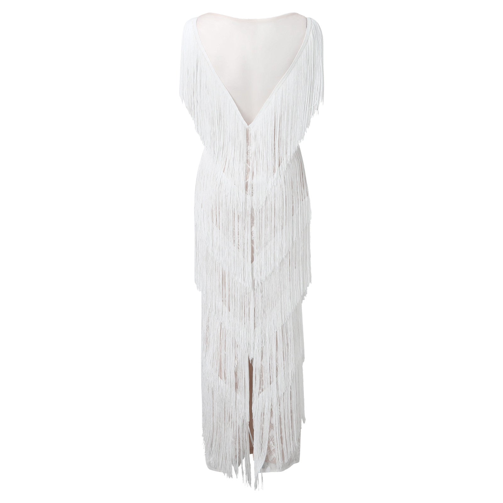 Womens Deep V Midi Fringed Dresses Sleeveless Pencil Party Solid Elegant Sexy Skirt Long Dresses Evening Party Mujer