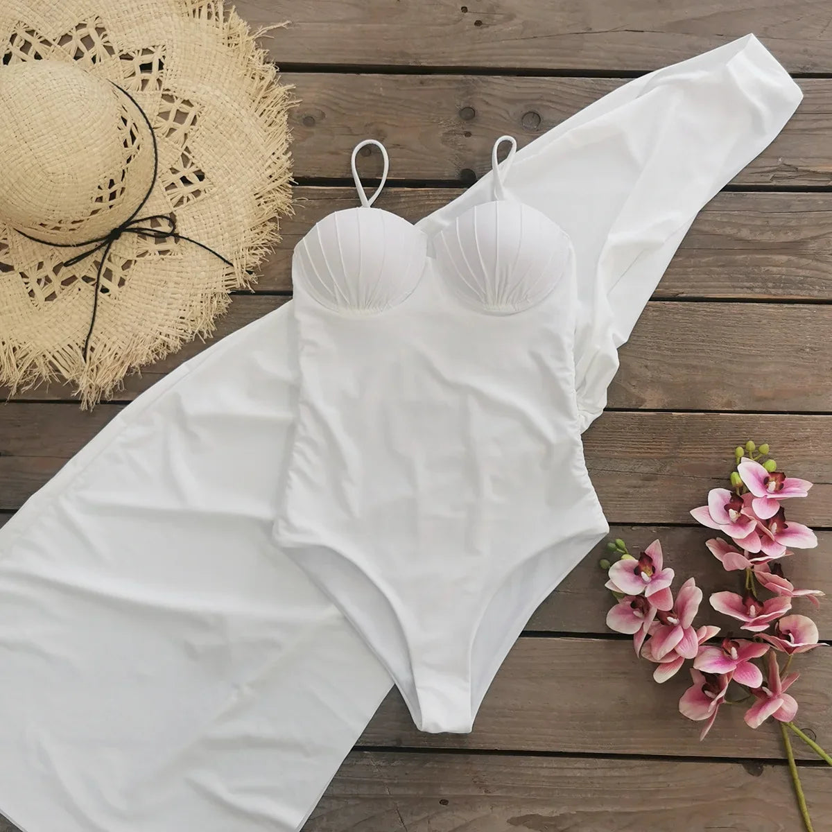 Sexy Shell Bikini Set With Skirt Women Two-Pieces Swimsuit 2024 New High Fork Skirt Set Biquini Swimwear For Girl Clothing