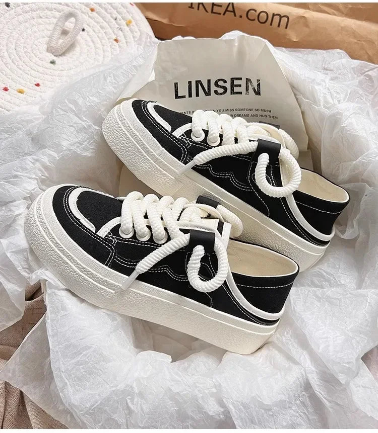 Women's Shoes White  New Canvas Shoes Breathable Comfortable Platform Outdoor Casual Sports Shoes Zapatillas De Mujer