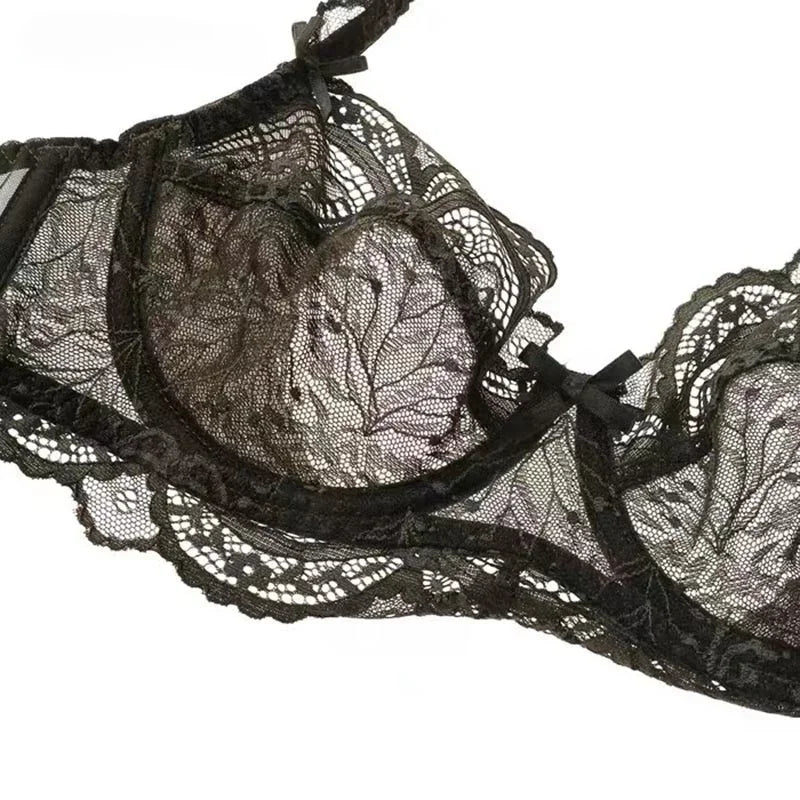 Logirlve Ultrathin Bra Transparent Brassiere Sexy Underwear Plus Size Cup Embroidery Women Lingerie Lace Bras Hollow out