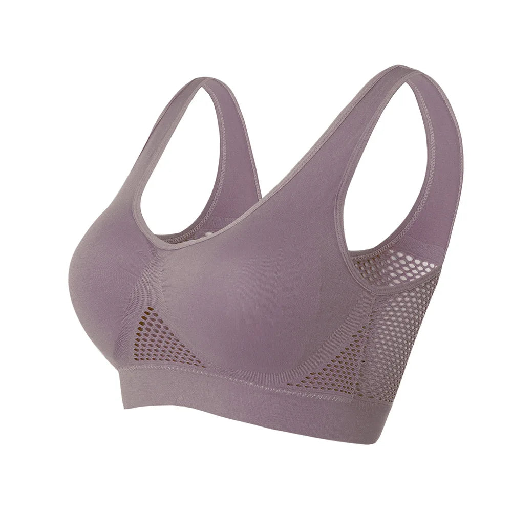 M-6XL Women Hollow Out Fitness Yoga Sports Bra For Running Gym Padded push up Seamless Top Athletic Vest brassiere