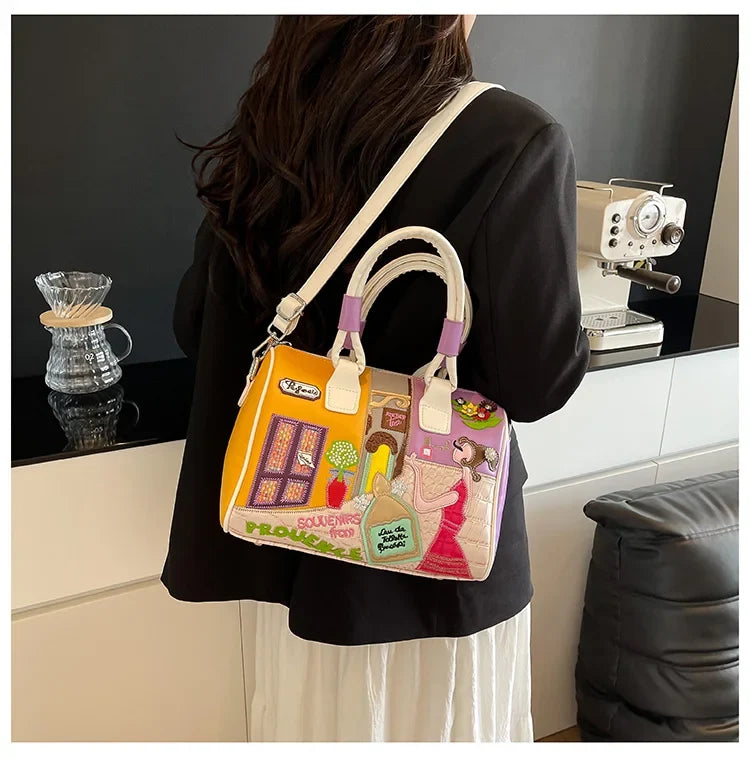 PU New Personality Stylish Shoulder Bags Design Patchwork Zipper 2025 Hot Sale Women's Bags Retro High Quality Women's Bags