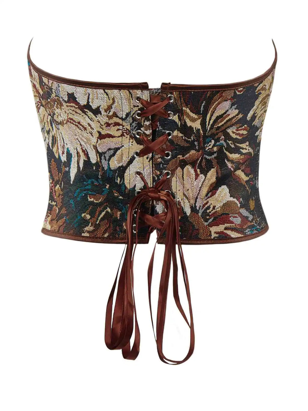 New French retro printed vest women wear fishbone corset with U-neck to gather the palace corset.