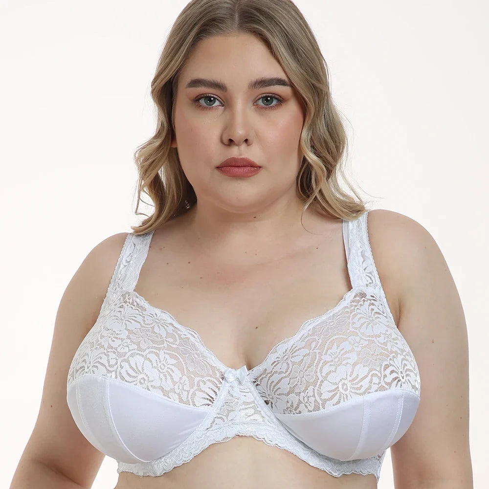 Bras For Women Minimizer Brassiere Plus Size Lace Bra Support Underwire Full Big Cup Thin Adjusted-straps D E F G H I