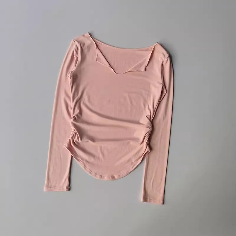 Women's yoga sports long sleeved, autumn and winter high-end slim fit small V-neck sports top fitness long sleeved T-shirt