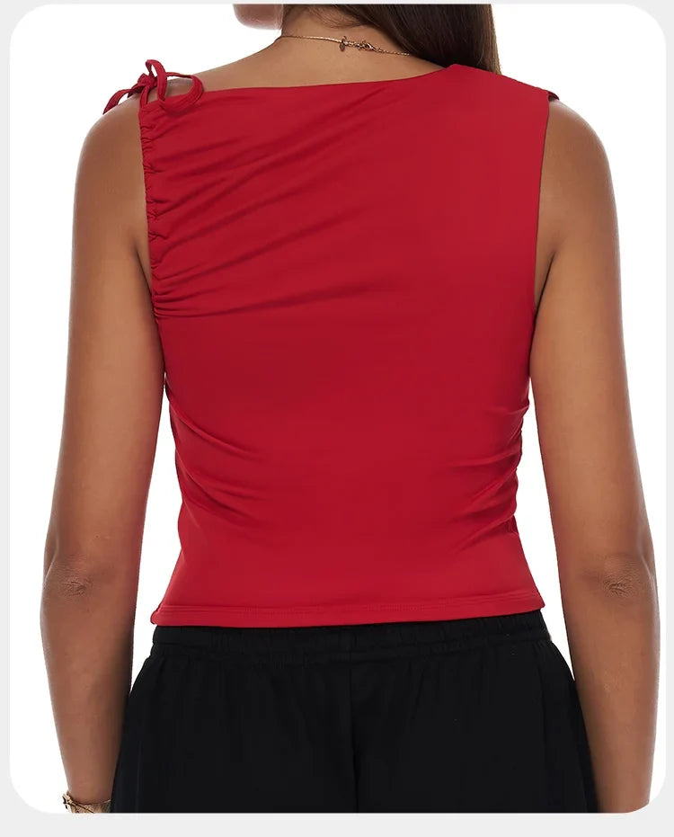 Sexy Shoulder Yoga Top Sleeveless Fitness Women Solid Color Gym Shirt Breathable Quick Dry Running Vest Sportswear