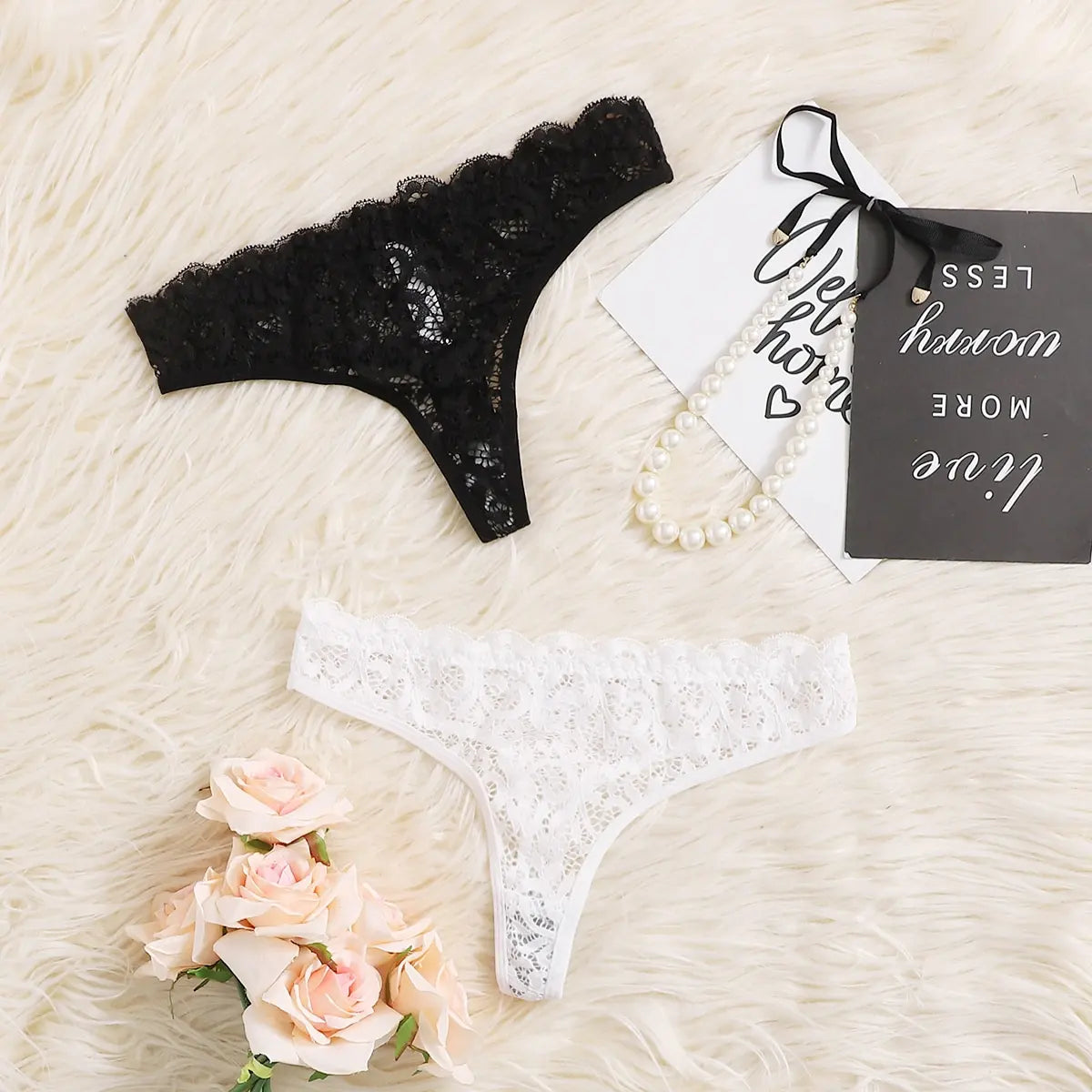 Transparent lace sexy women's thong black and white two pairs of women's underwear invisible underwear bikini A360