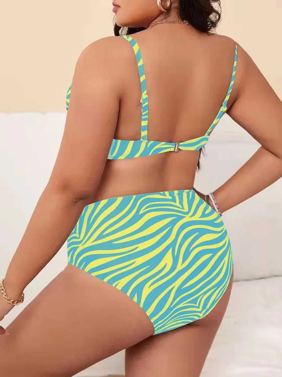 2026 Push Up Bikini Large Plus Size Swimsuit Women High Waist Swimwear Female Printed Bathers Bathing Swimming Swim Suit