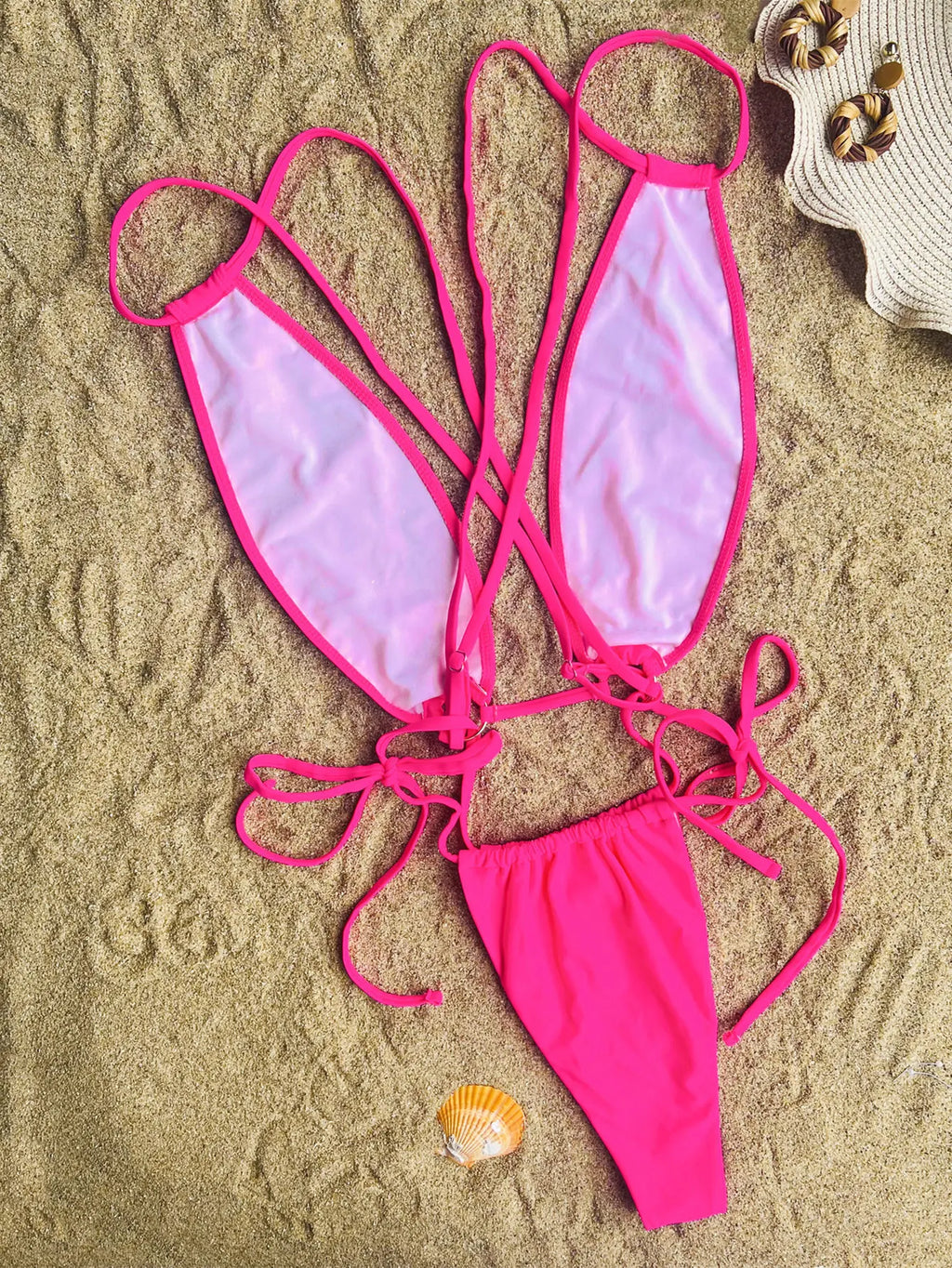 DEKA Women's New Thong One-piece Swimsuit Sexy Tight Backless Lace-up Swimsuit Brazilian Beach Swimsuit Extreme Micro Bikini