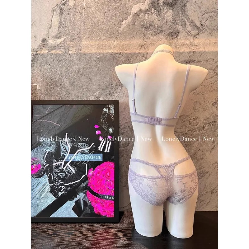 Elegant French Purple Halter Neck Bra Set Delicate Lace Bralette for Small Bust Layered Straps Lingerie UK Sizes MOYISU Sexy Bra