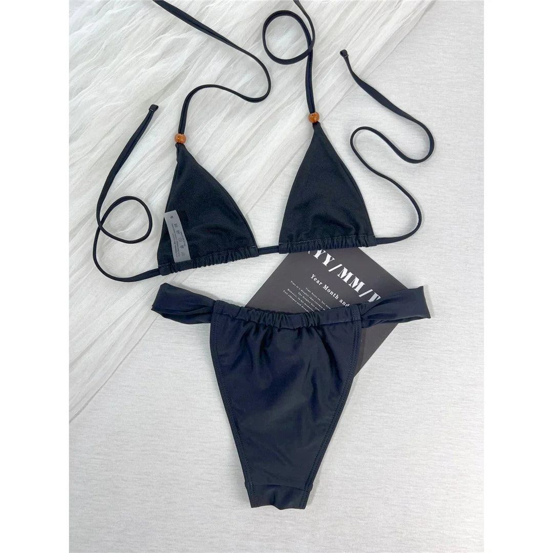 2026 Sexy Halter High Cut Leg Bikini Female Swimsuit Women Swimwear Two-Pieces Bikini Set Padded Bather Bathing Suit Swim V8386