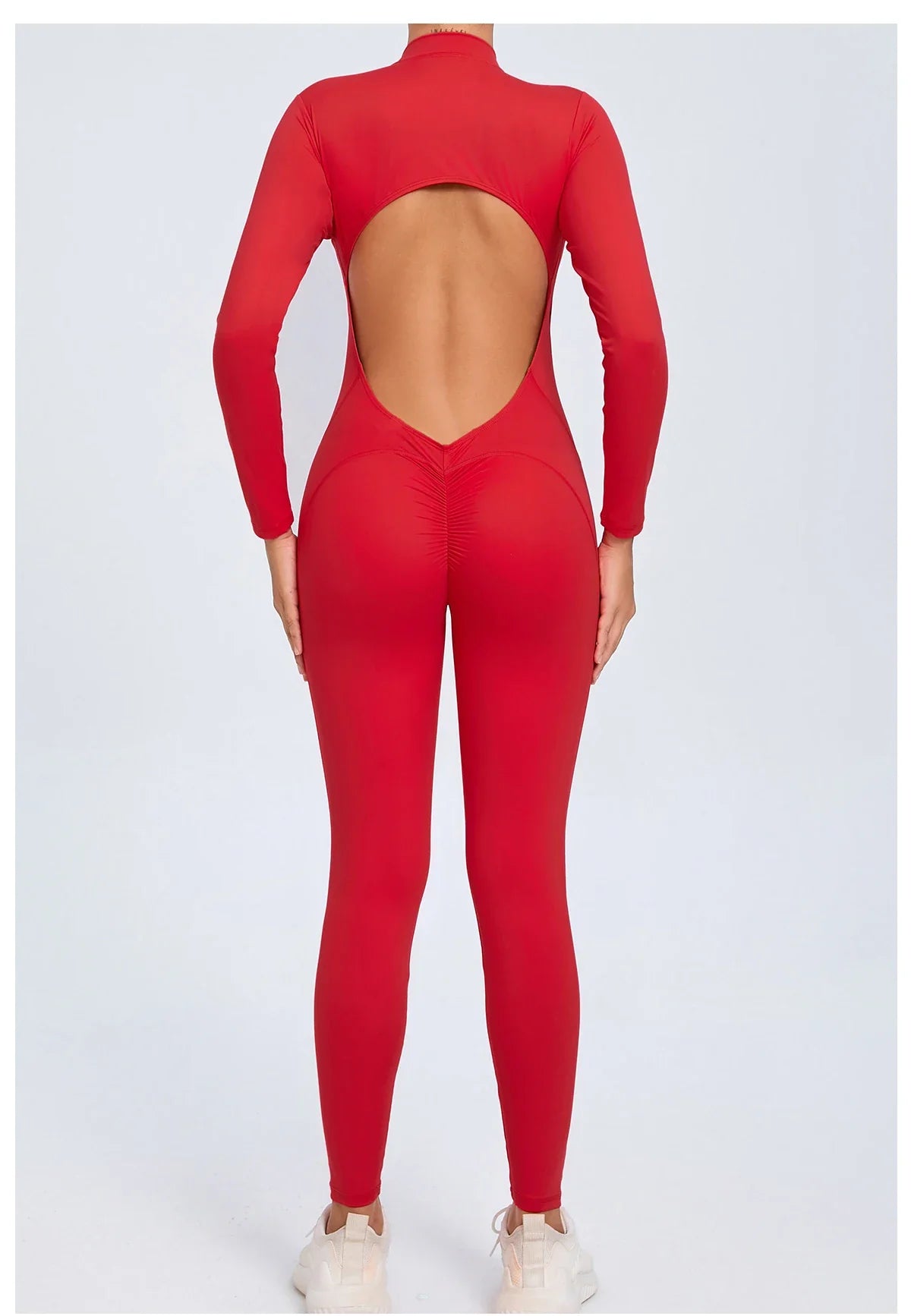 Women Sportwear Yoga Jumpsuit Zip Long Sleeve Back Open Outfit Fitness Tracksuit Tight One-piece Gym Overalls Sports Bodysuit