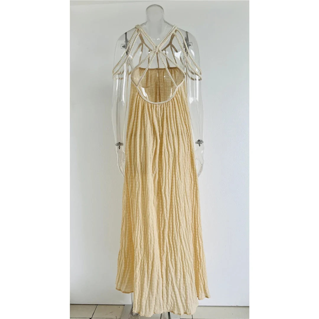 5 Colors Hollow Out Backless Crochet Knitted Tunic Beach Cover Up Cover-ups Beach Dress Beach Wear Beachwear Female Women V5429