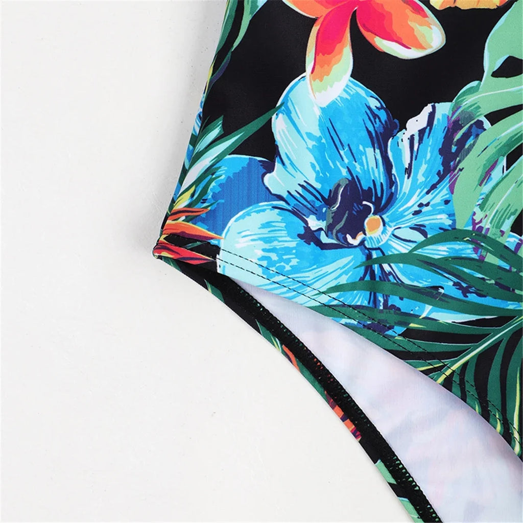 S - XL Leaves Printed Underwired With Bra Cup Women Swimwear One Piece Swimsuit Female Monokini Bather Bathing Suit Swim V5466