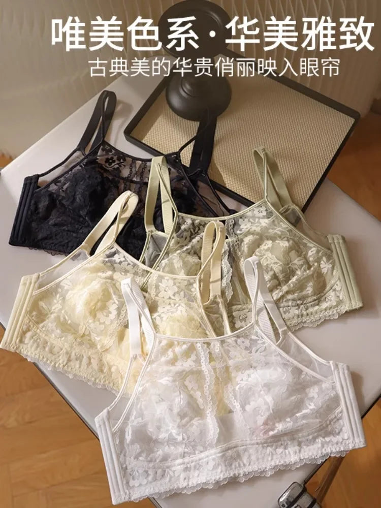 MOYISU Grande Taille Ultra Thin Bra Sheer Lingerie High Bust Anti Sagging Support Push Up Sexy Summer Bralette Large Cup Women
