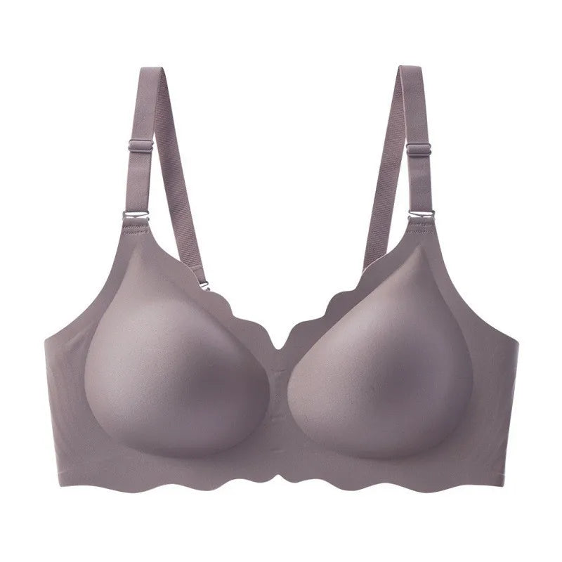 Women's Wave Jelly Seamless Bra 3/4 Cup Thin Molded Wire-Free Supportive Bra with Push-Up Comfort Solid Color Underwear Sostén