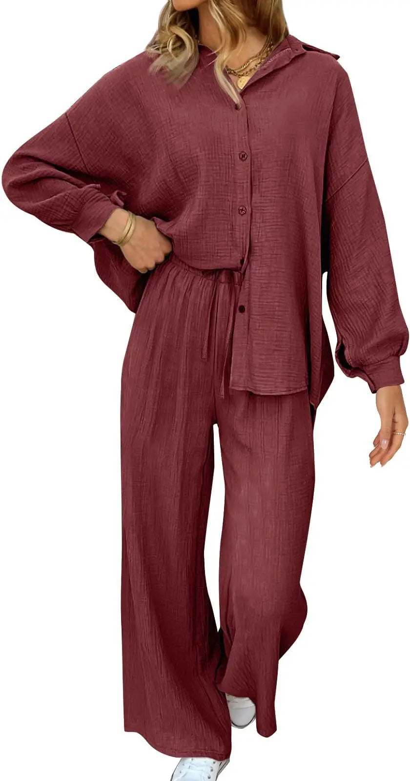 2026 Spring and Summer Casual Suit New Fashion Suit Loose Casual Top Wide Leg Pants Two-piece Set for Women
