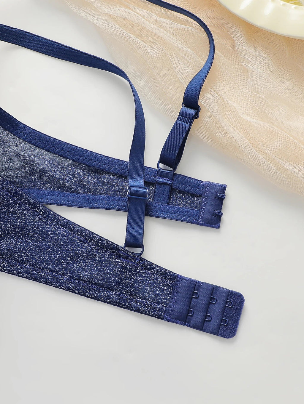 Women's new sexy blue underwear with steel rims gathered push up straps adjustable bra daily comfortable bra J2496