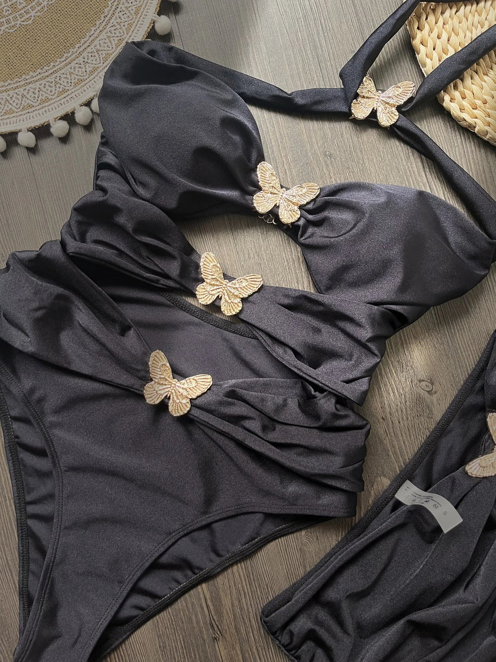 Hot Sale Butterfly Women One Piece Swimsuit Black Skirt Sexy Cut Out Swimwear Mujer Monikini Bathing Suit Lady Beach Suit