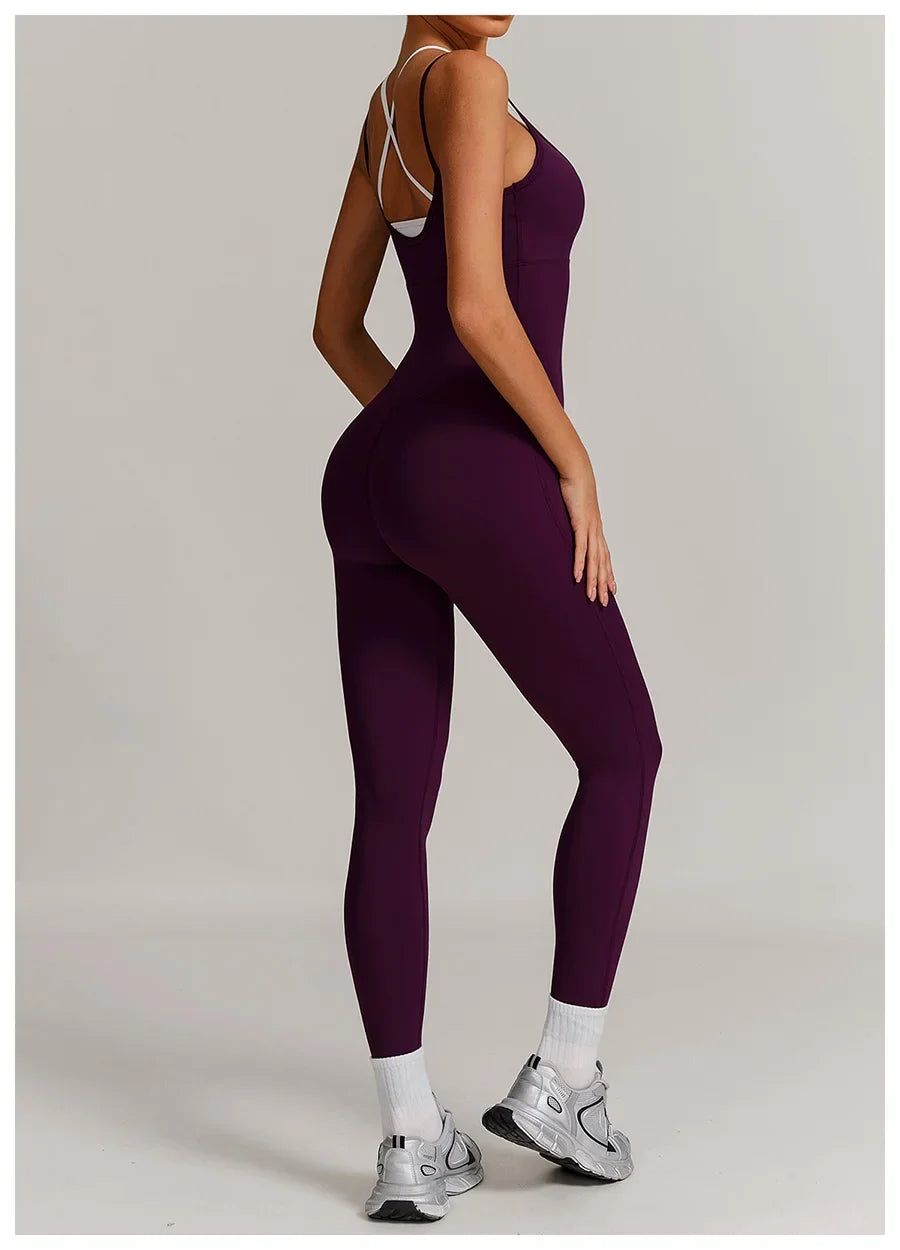 Yoga Jumpsuit Fake two color contrast halter sport jumps Women Push Up Gym Fitness Overalls Sport Outfit Sportswear Clothes 8843