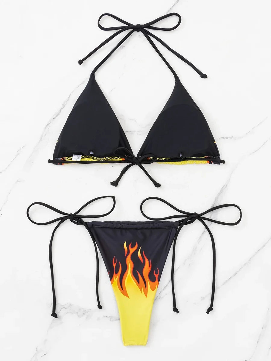 Triangle String Bikini 2025 Women Brazilian Thong Halter Swimsuit Sexy Swimwear Female Bathing Swimming Swim Suit Beachwear