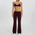 Breathable Yoga Suit for Women Color Contrast Shockproof Sports Bra Drawstring High Waist Pants Gym Running Fitness Suits