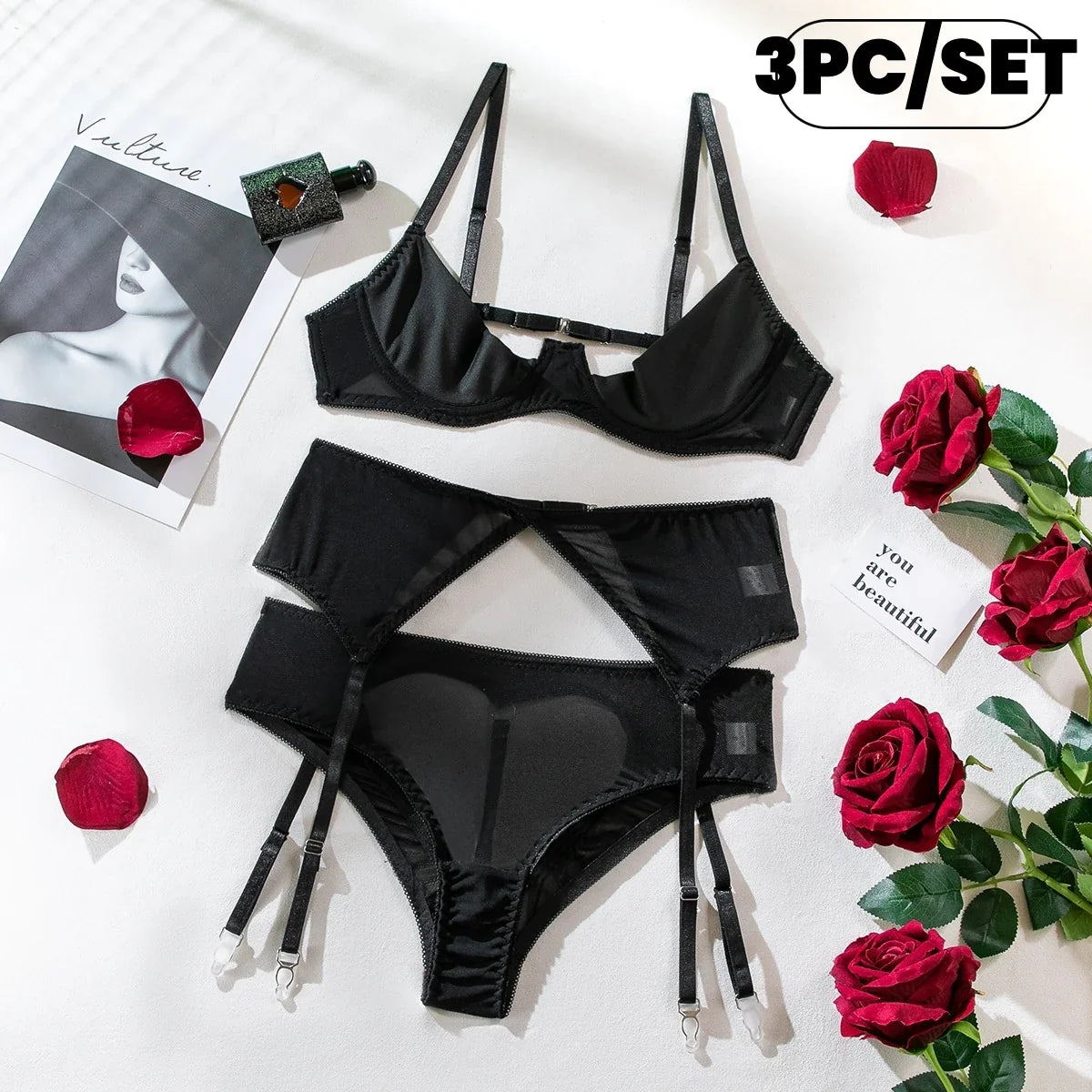 Bra Set Floral Exotic Sheer Lace Sexy Lingerie For Woman Transparent Porno Sexual Clothing Babydoll Teddy Dress Sexiest Nighties