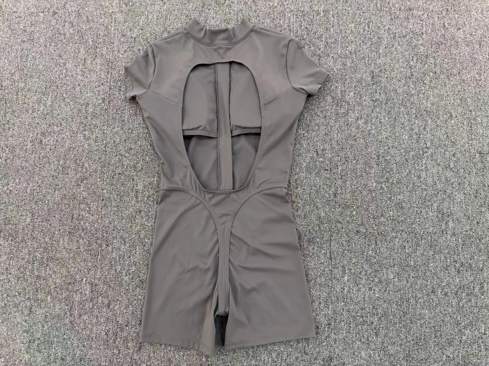 Half-zipper Slimming Yoga Jumpsuit Women Hollow Out Backless Sports One Piece Suits Short Sleeve Butt Lifting Tight Overalls