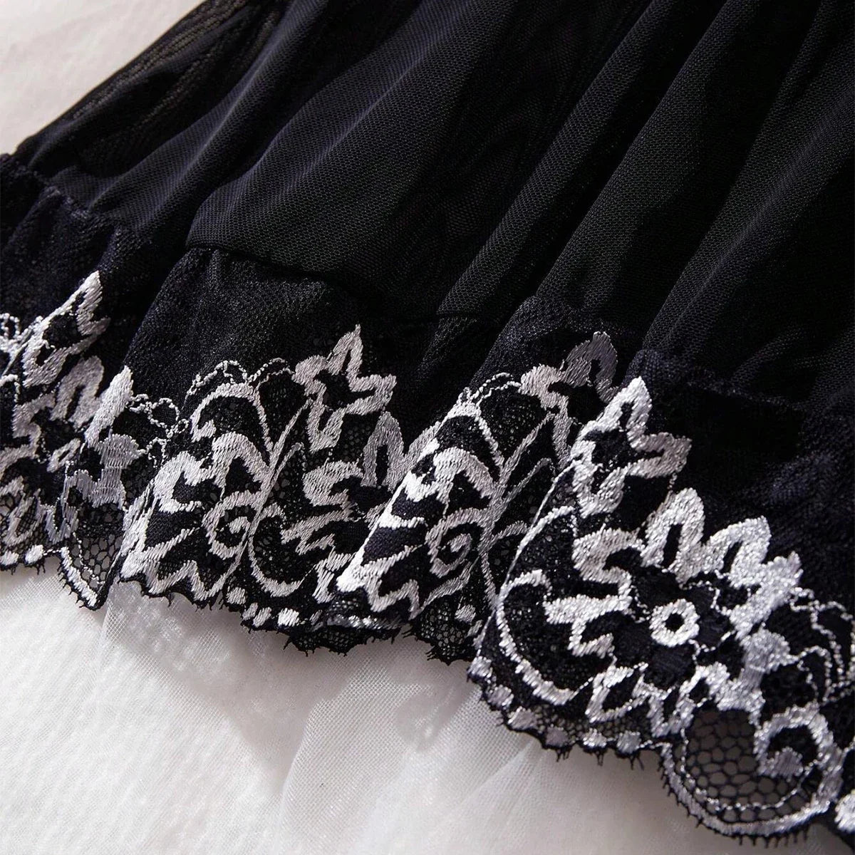 Black Lingerie Women Underwear Sleepwear Lace Nightdress And Thongs Pijamas Sets Female Nighty