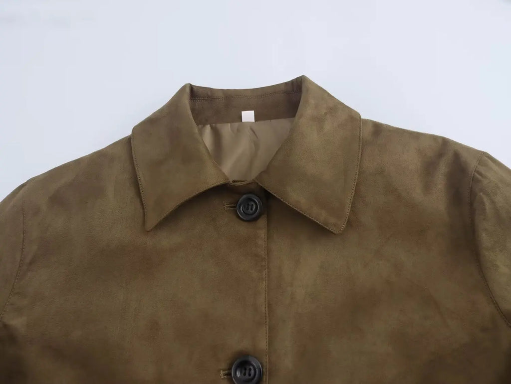 Foridol Casual Brown Jacket Women Autumn Winter Loose Short Buttons Coat Suede New Fashion Jacket Femme Veste