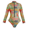 2026 Vintage Mesh UPF35 Sheer Rash Guard One Piece Swimsuit With Pants Women Sexy Sun Protection Swimwear Beachwear Купальник