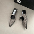 2026 New Summer Women Cover Toe Mules Slippers Fashion Metal Decoration Thick Heel Slide Shoes Comfort Street Style Footwear