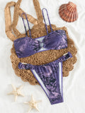 sexy purple snake print bikinis sets two pieces 2025 women thong swimsuits female bathing suit swimwear biquini tankini trikini