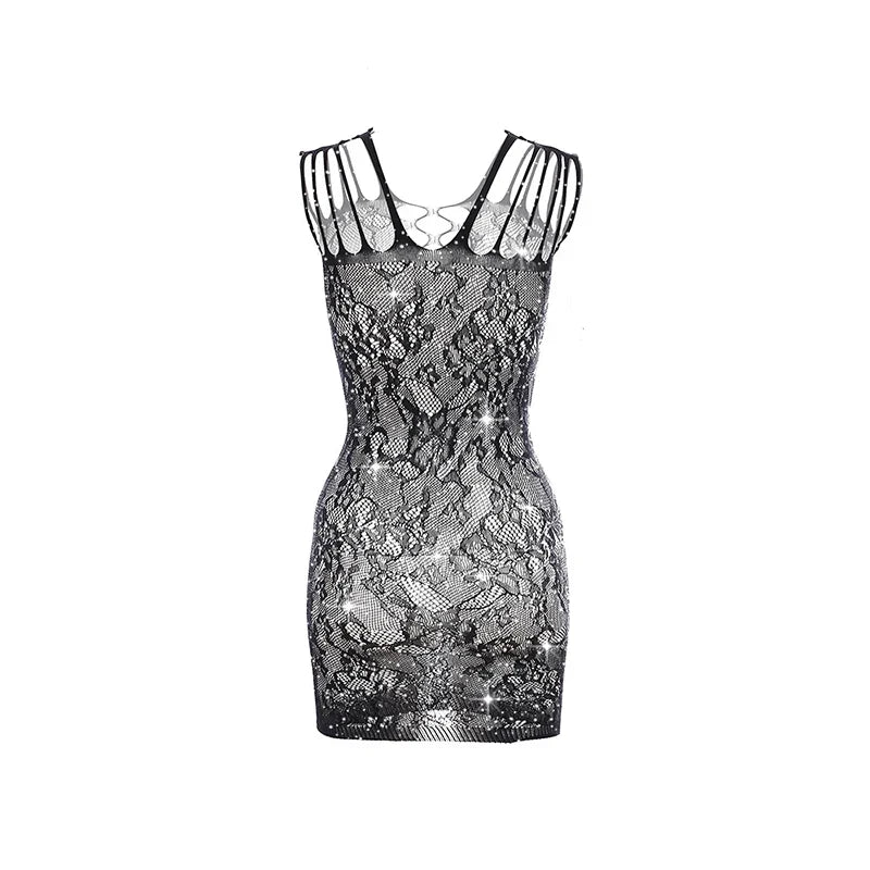 Women Sexy Fishnet  Cover Up, Sheer Bodycon Sleepwear See Through Beachwear Without Bikini