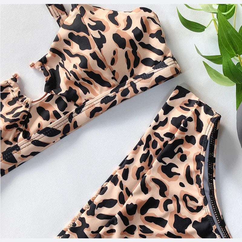 Sexy Snake Printed Female Swimsuit High Waist Bikini Women Swimwear Two-pieces Bikini Set Hollow Out Bathing Suit Swim Wear Lady