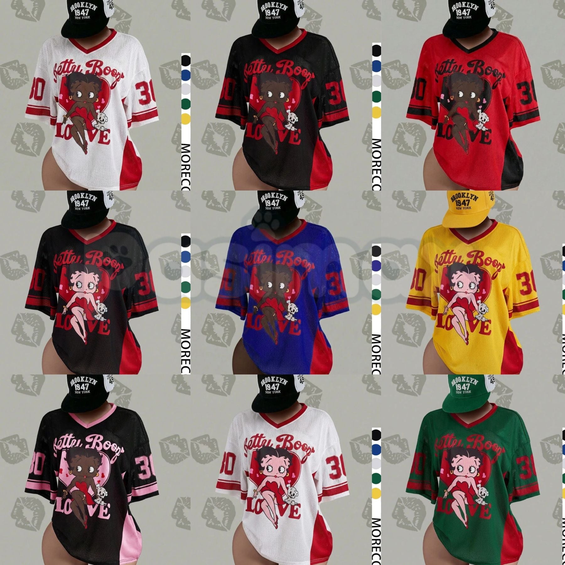 Streetwear Y2K Mesh Top – Vintage Doll Print V-Neck Shirt, Breathable Retro Aesthetic for Women