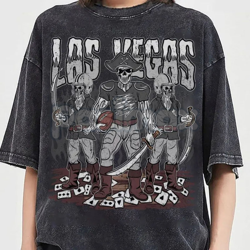 Teams Football Skull Vintage Washed T-Shirt – Classic 90s All-Team Graphic Tee, Game Day Style
