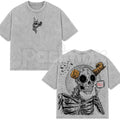 The Lich Adventure Time Oversized T-Shirt – Retro Double Printed Dark Fantasy Graphic Tee, Vintage Washed Lightweight Cotton Unisex Top