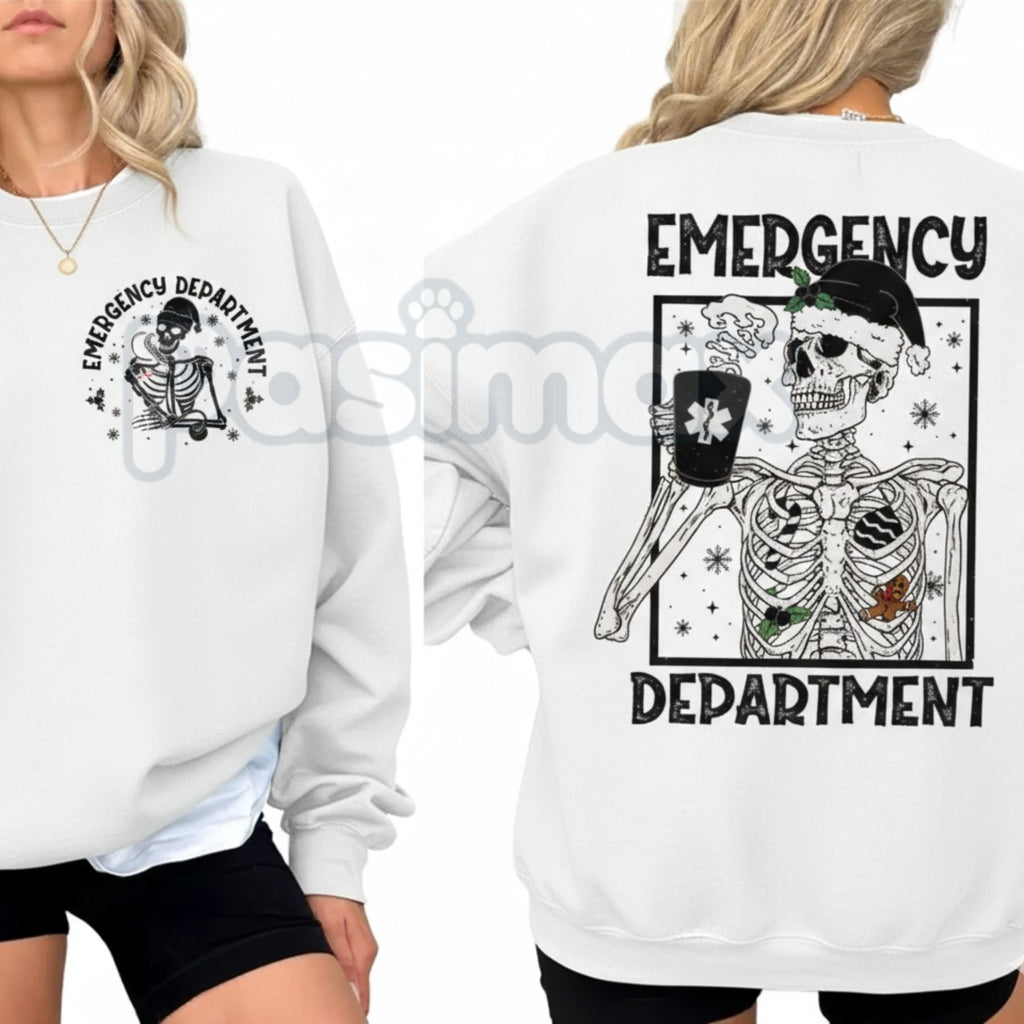 Twice the Patients Emergency Department Christmas Sweatshirt | Funny ER Holiday Staffing Jumper | Medical Chaos Xmas Gift
