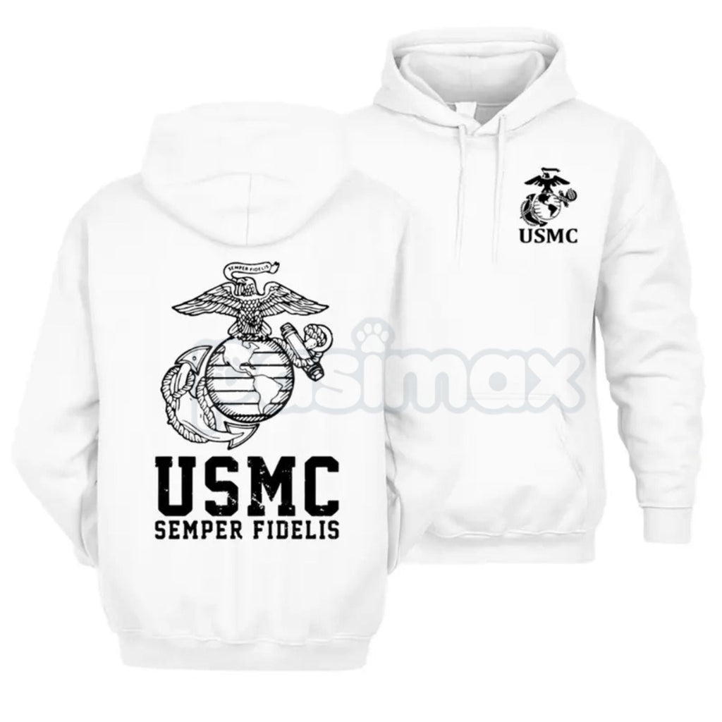 USMC Semper Fidelis Marine Corps Hoodie – Iconic Motto Pullover, Veteran & Active Duty Military Apparel, Unisex