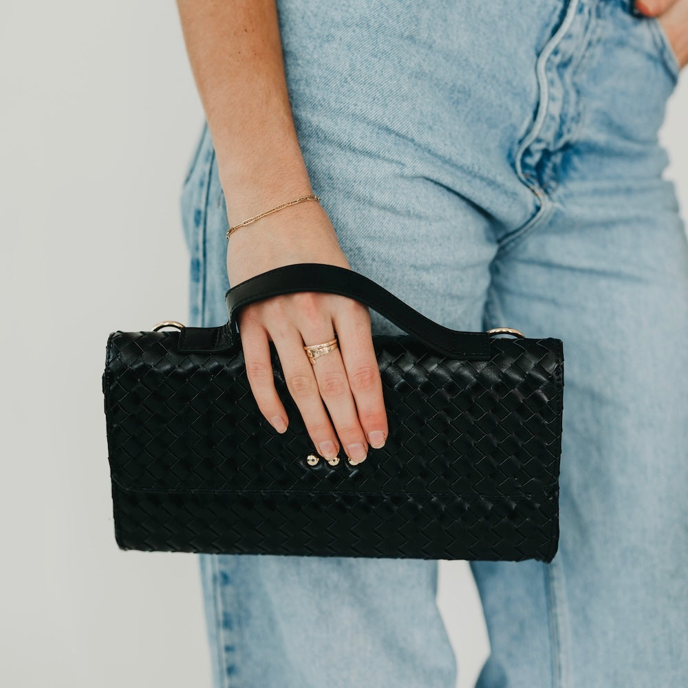 Urban Foldover Woven Clutch Crossbody