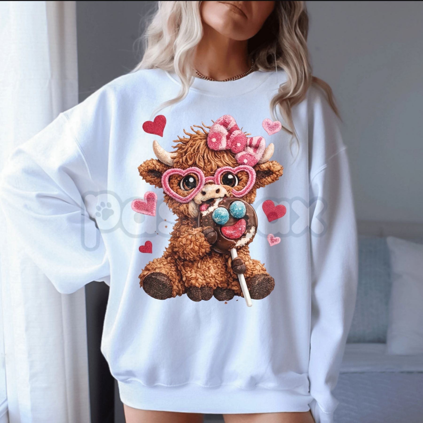 Valentines Highland Cow Sweatshirt | Cute Highlands Cow Shirt | Aesthetic V-Day Cowgirl Crewneck | Retro Fluffy Cow Heart Jumper | Western Valentine Gift for Her | Farmhouse Valentine Pullover