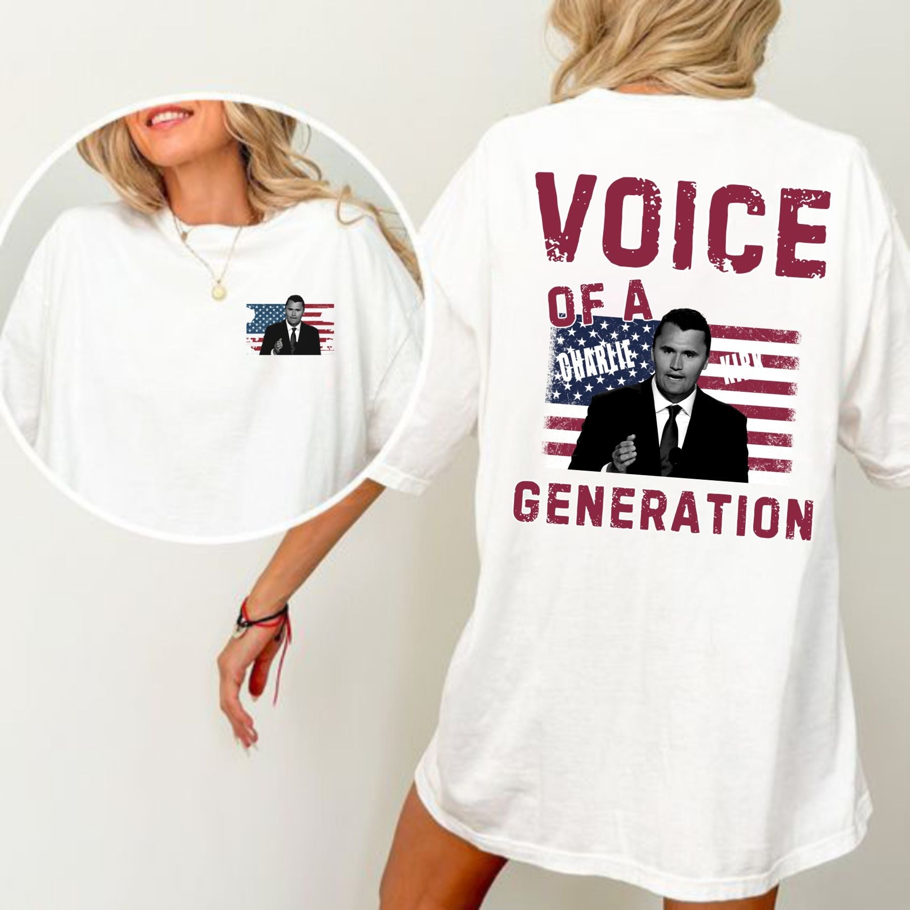 "Voice of a Generation" Charlie Kirk T-Shirt - Double-Sided Unisex Tee, Political Statement Apparel